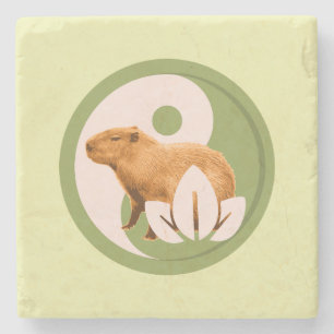 Porta-copo De Pedra Zen Capybara Yin Yang