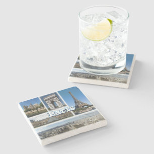 Porta-copo De Pedra zFR032 TOUR EIFFEL e PARIS, França, Europa,