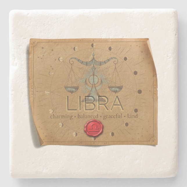 Porta-copo De Pedra Zodiac - Libra - Coaster (Frente)