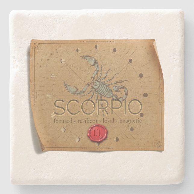 Porta-copo De Pedra Zodiac - Scorpio - Coaster (Frente)