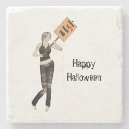 Porta-copo De Pedra Zombie Pin Up Girl Protesto Eu Pedi Porta copos