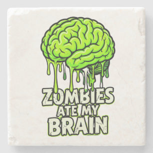 Porta-copo De Pedra "Zombies Comeram Meu Cérebro" Divertido Halloween
