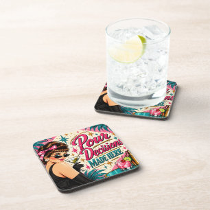 Porta-copo Decisões de Doses Feitas Aqui Retro Cocktail dos a