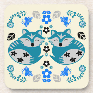 Porta-copo Decoração de Impressão de Raposa de Arte Folclóric