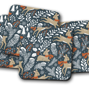 Porta-copo Deer Winter Snow Conjunto de Portas copos de Cor