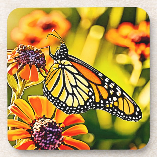 Porta-copo Delicate Monarch Butterfly Bloom Design (Frente)