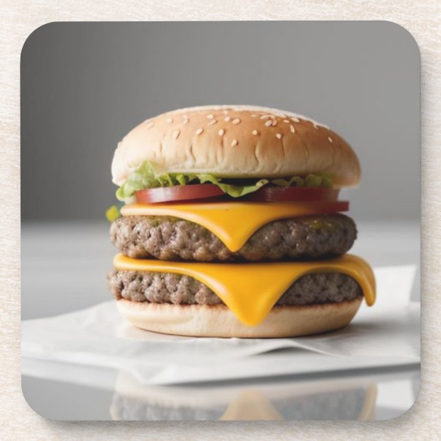 Porta-copo Delicioso Cheeseburger em Tecidos (Frente)