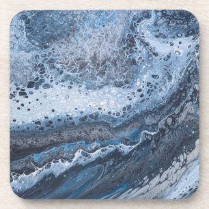 Porta-copo Deriva Abstrata do Oceano Azul e Cinza
