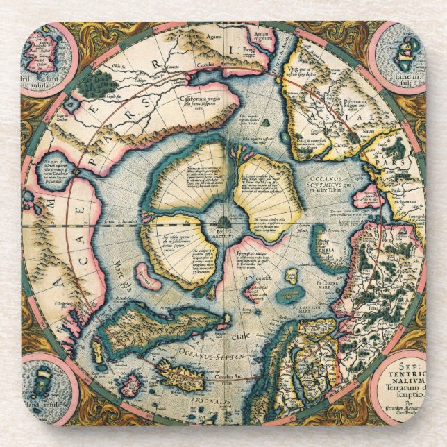 Porta-copo Descriptio do terrarum de Septentrionalium, mapa (Frente)