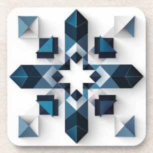 Porta-copo Desenho Abstrato Geométrico em Azul e Branco