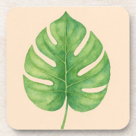 Porta-copo Desenho de Folha de Monstera Dourado. 