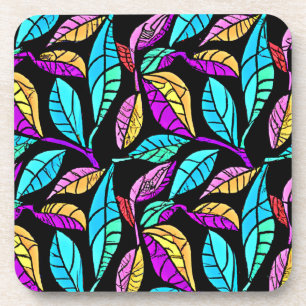 Porta-copo Desenho de Folhas de Vidro Corado