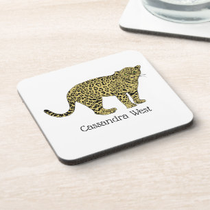 Porta-copo Desenho de Gato Malhado Leopardo Onça Vintage
