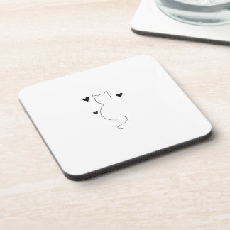 Porta-copo Desenho de linha de gato fofo, com três corações