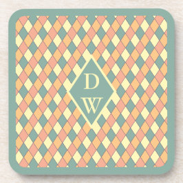 Porta-copo Desenho de Monograma de Diamante Harlequin Pastel