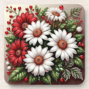 Porta-copo Desenho Floral Embelezado com Joias Intrincadas