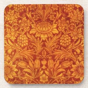 Porta-copo Desenho Floral Vermelho e Amarelo Dourado de Wm Mo