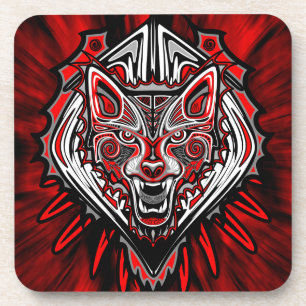 Porta-copo Desenho Totêmico Tribal Haida de Lobo