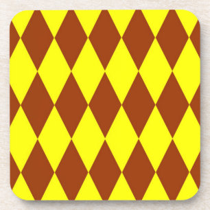 Porta-copo Desenho Xadrez Arlequim Amarelo Castanho