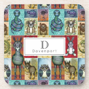 Porta-copo Design animal bonito da arte popular da colagem