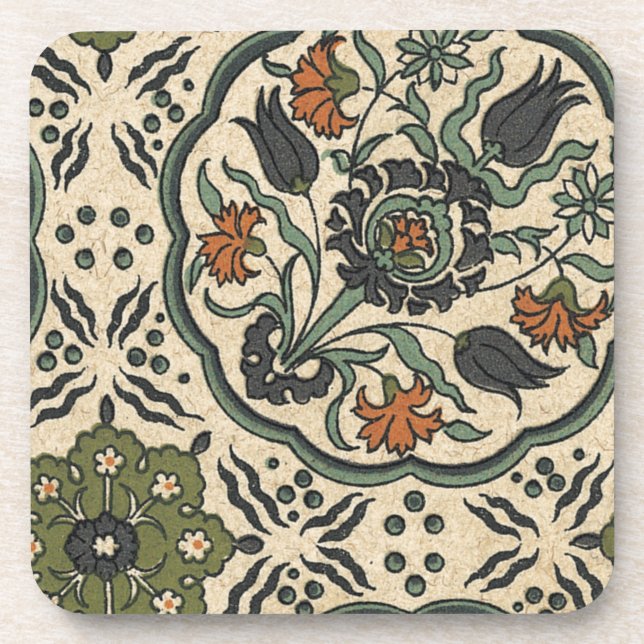 Porta-copo Design Azulejo Floral Persa Decorativo (Frente)
