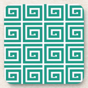 Porta-copo Design chave grego - cerceta e branco