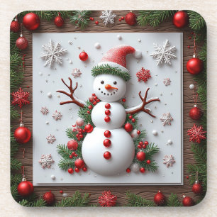 Porta-copo Design de Boneco de Neve Festivo com Decorações de