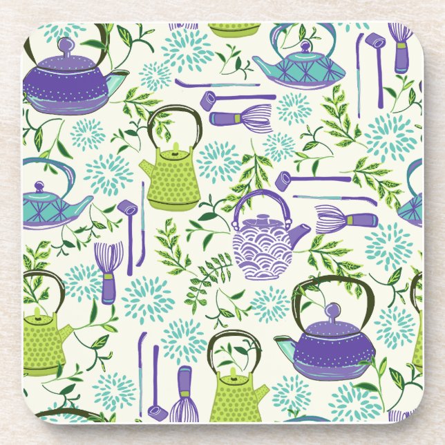Porta-copo Design de Bule de Chá Verde Japonês (Frente)