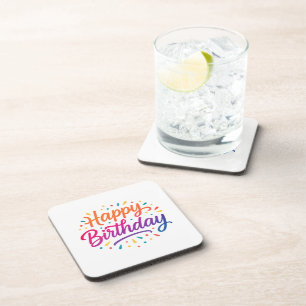 Porta-copo Design de Caligrafia de Aniversário Elegante