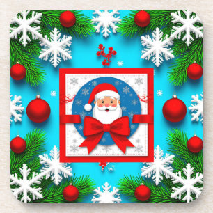 Porta-copo Design de Cartão de Natal com Papai Noel