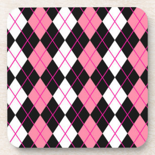 Porta-copo Design de diamante argila rosa preto e branco