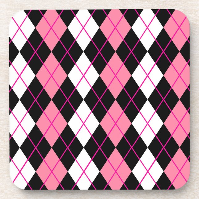 Porta-copo Design de diamante argila rosa preto e branco (Frente)