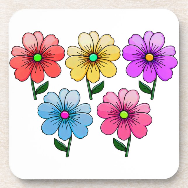 Porta-copo design de flores de 5 cores (Frente)