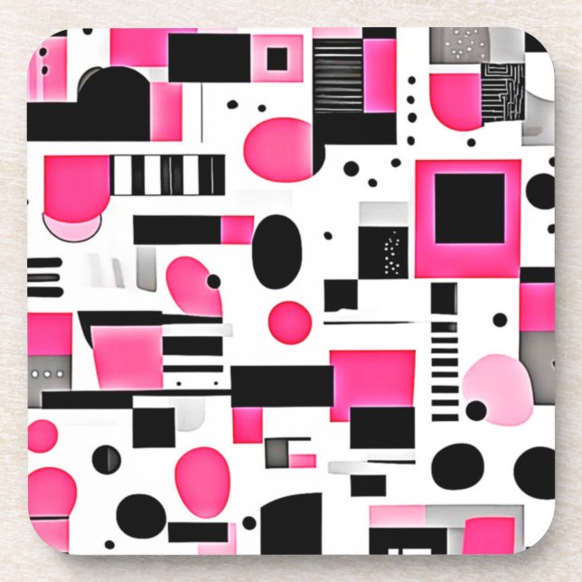 Porta-copo Design de Geometria Rosa Pop Art (Frente)