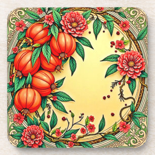 Porta-copo Design de Ilustração Floral de Queda Festiva