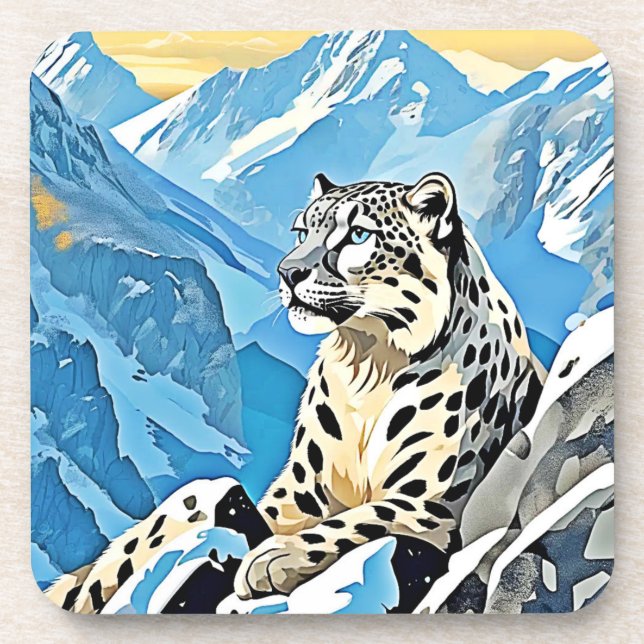 Porta-copo Design de Leopardo de Neve Selvagem (Frente)
