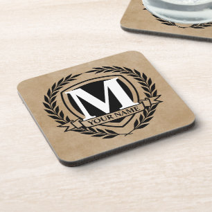 Porta-copo Design de Monograma Laurel para Pires de Bebida