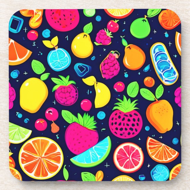 Porta-copo Design de mosaico Fruta brilhante (Frente)