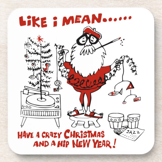 Porta-copo Design de Natal Vintage Beatnik (Frente)