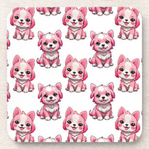 Porta-copo Design de padrão de cachorrinho rosa - branco