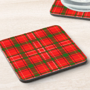 Porta-copo Design de Padrão de Xadrez de Tartan no Natal Verm