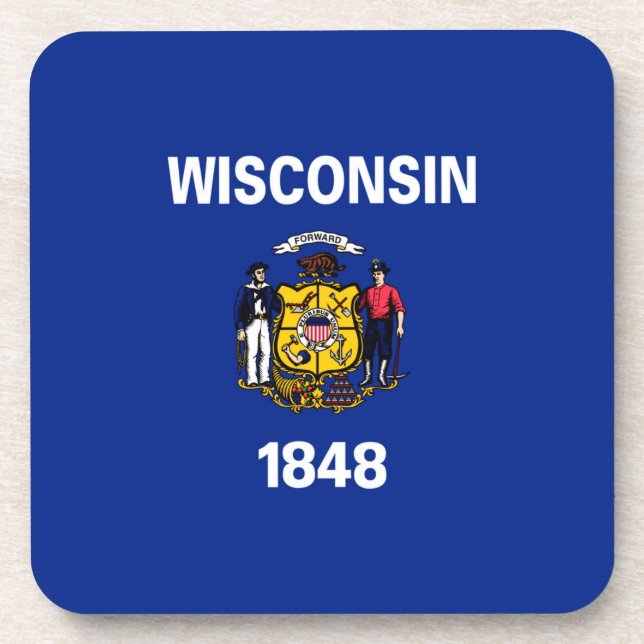 Porta-copo Design de Sinalizador do Estado de Wisconsin (Frente)