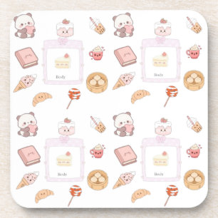Porta-copo Design de Sobremesa Doces Rosa Kawaii Fofo