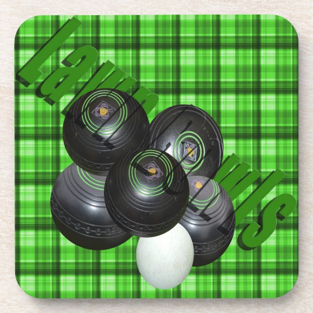 Porta-copo Design de Tartan Lawn Bowls Verde (Frente)