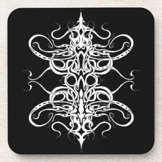 Porta-copo Design de Tatuagem Tribal Abstrato a Preto e Branc (Frente)