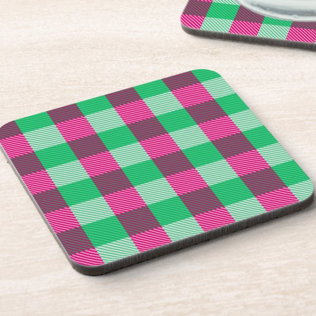 Porta-copo Design de Verificação de Gingham Verde Rosa (Criador carregado)