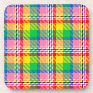 Porta-copo Design de Xadrez de Tartan Amarelo verde-rosa