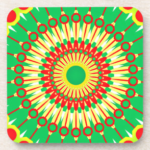 Porta-copo Design do Círculo Vermelho Verde de Mandala- 58577