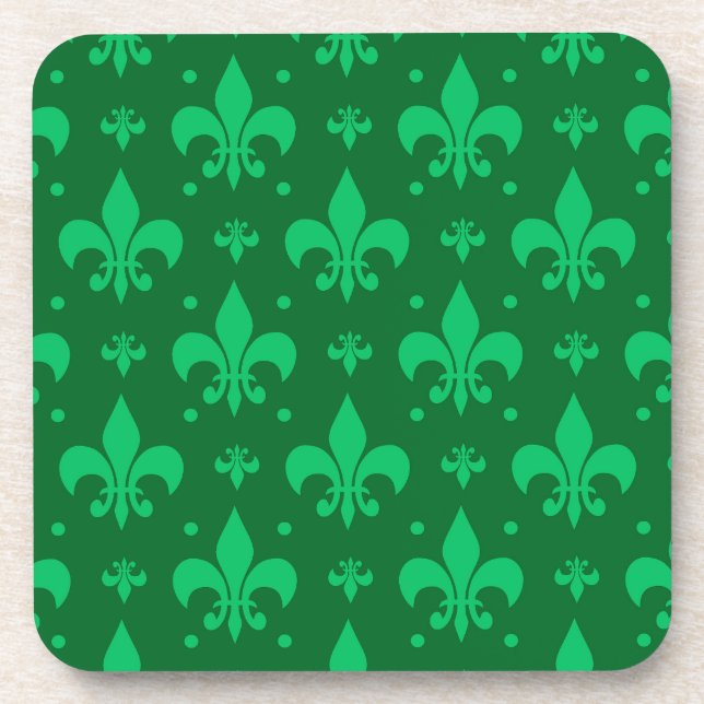 Porta-copo Design do padrão Fleur-de-lis verde (Frente)