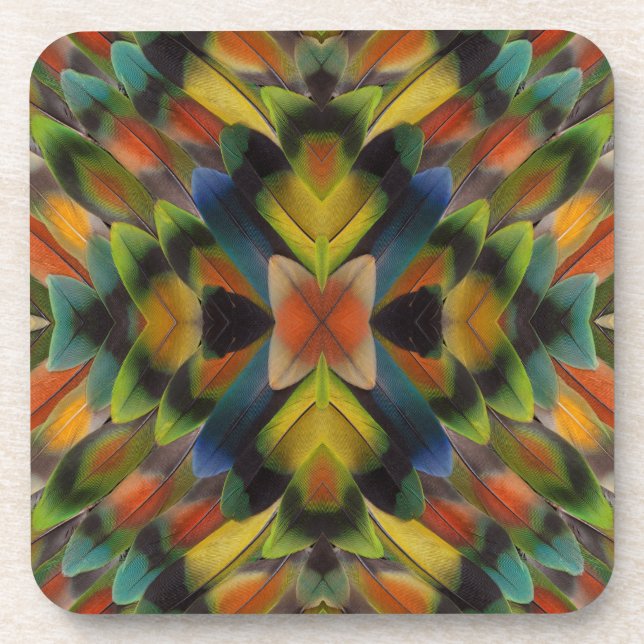 Porta-copo Design Fractal das Penas do Lovebird (Frente)